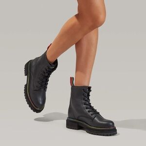 Kurt Geiger Birdie leather black boots rainbow combat lace up